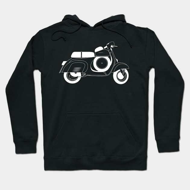 Vespa 90 Super Sprint White Outline Hoodie by kindacoolbutnotreally